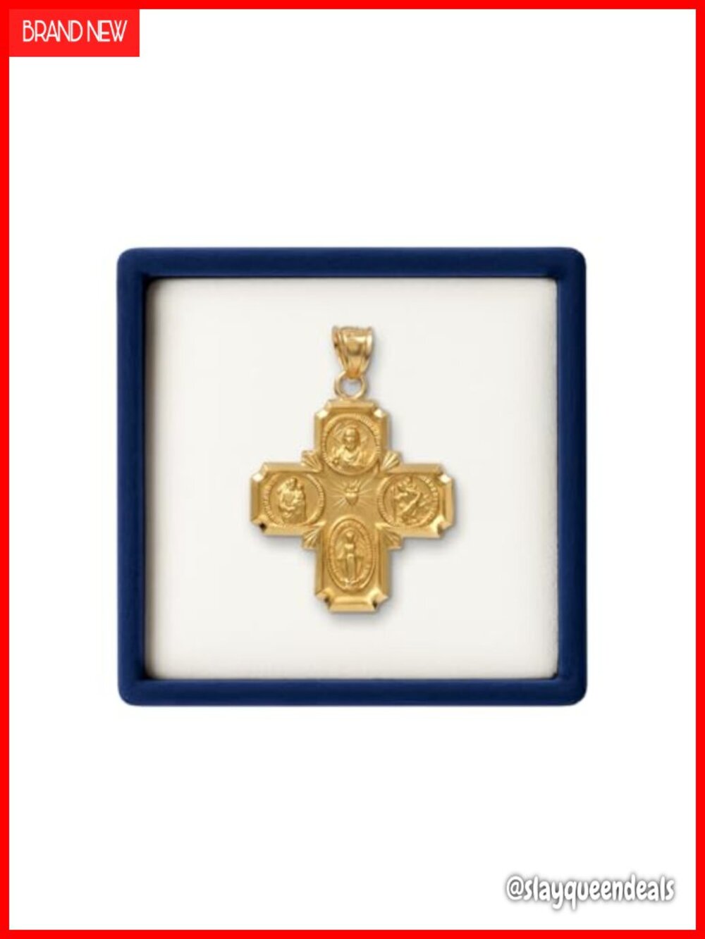 14K Yellow Gold Four-Way Cross Pendant Handcrafted USA